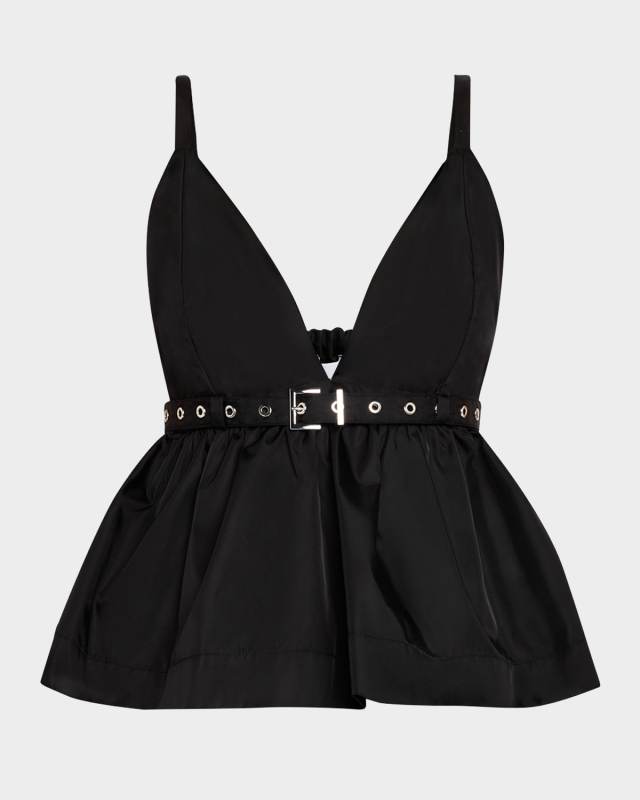 Sleeveless Plunge Peplum Top